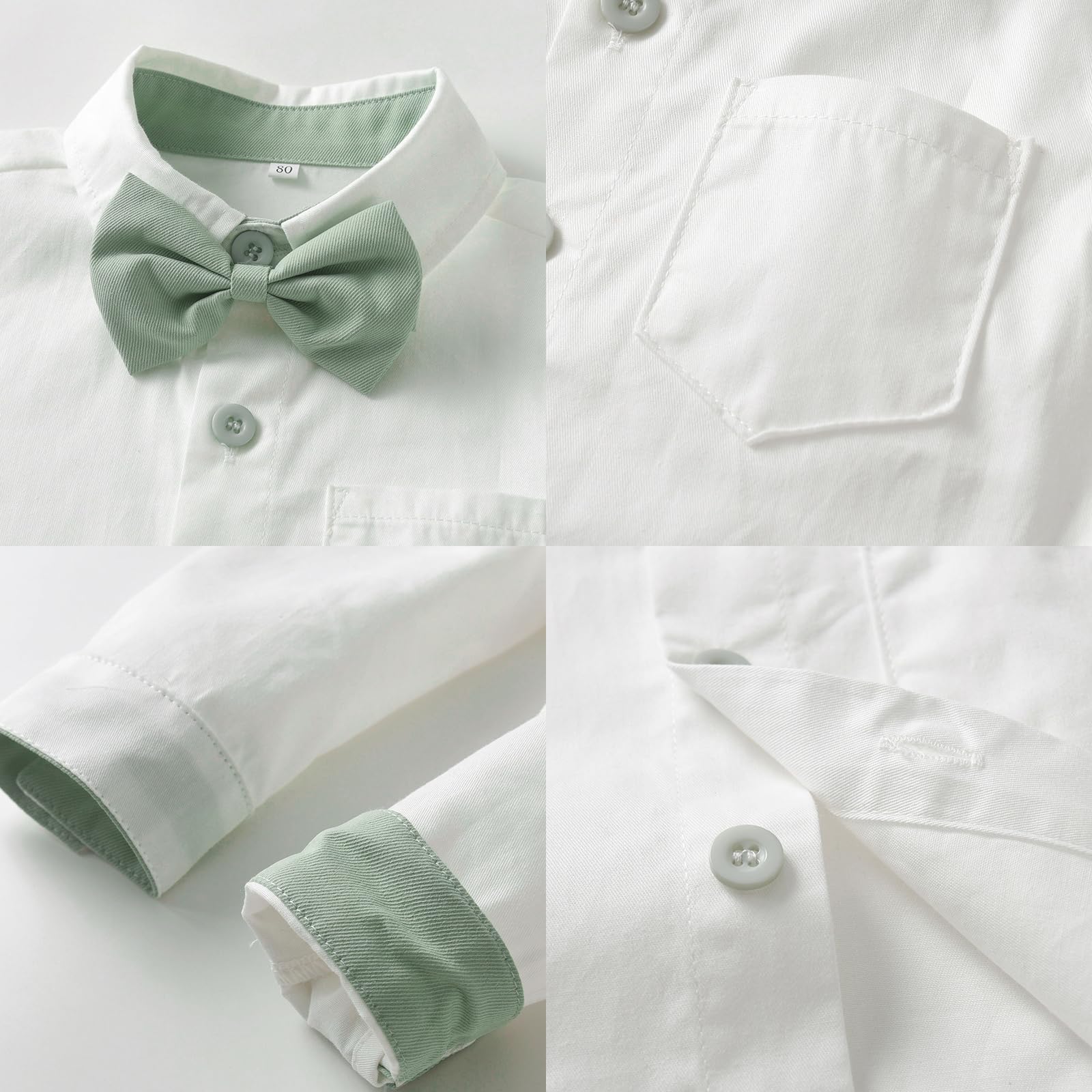 Formelles Anzug-Set für Kleinkinder Jungen Langarm-Shirt mit Fliege Strapshose Hochzeitskleid