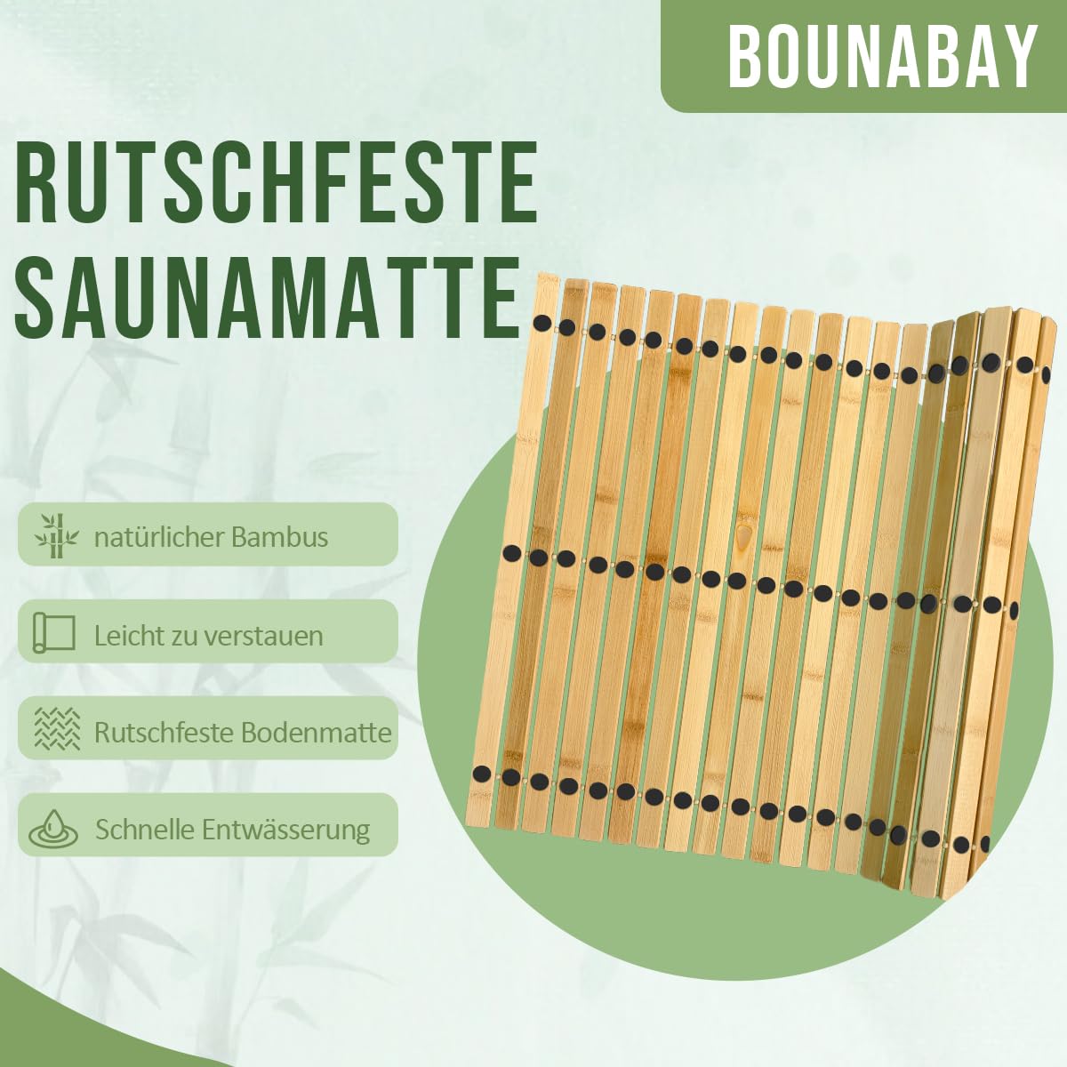Badematte Holz Sauna Bodenrost Rollrost Fussmatte aus Bambus 100 x 50 cm, Sauna Türmatte Rollrost Fußmatte, Sauna bodenmatte/badvorleger Holz (100 x 50, Bambusholz, 1, 100 x 50)