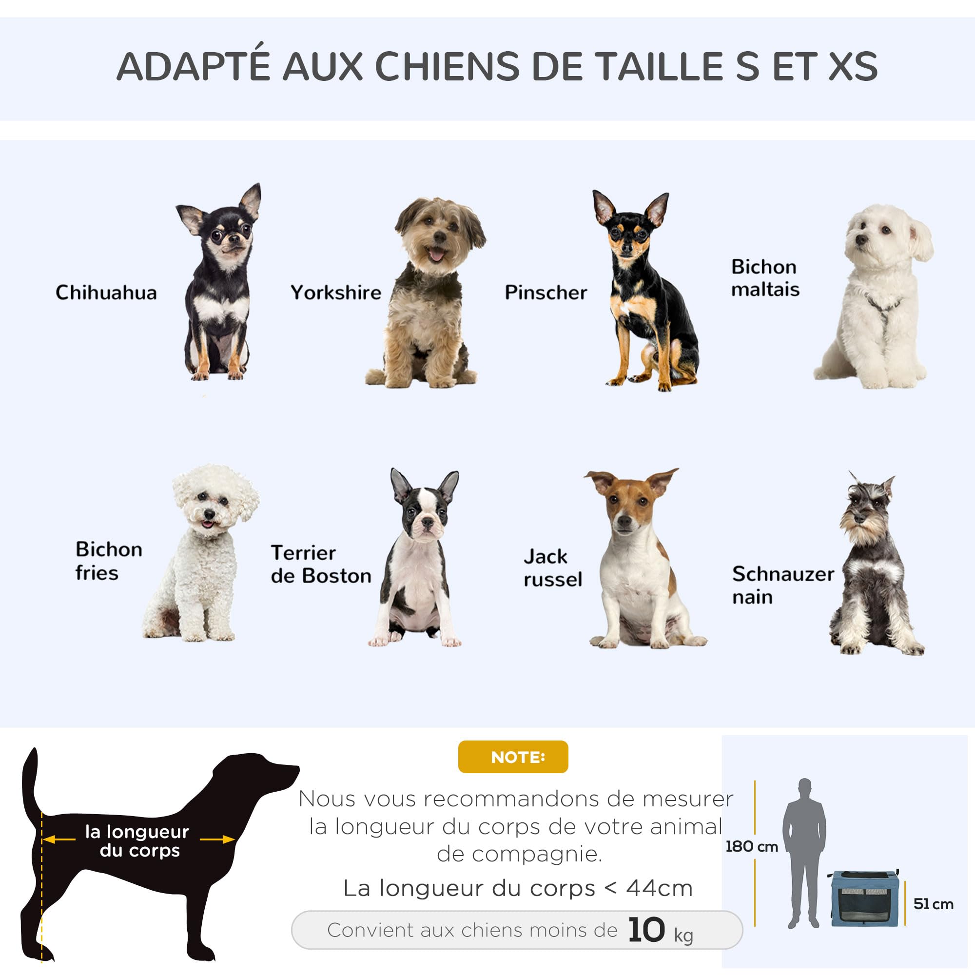 PawHut Sac de Transport Pliable pour Animaux de Compagnie avec poignée Ouverture supérieure Tissu en Maille - 69 x 51 x 51 cm - Bleu Noir