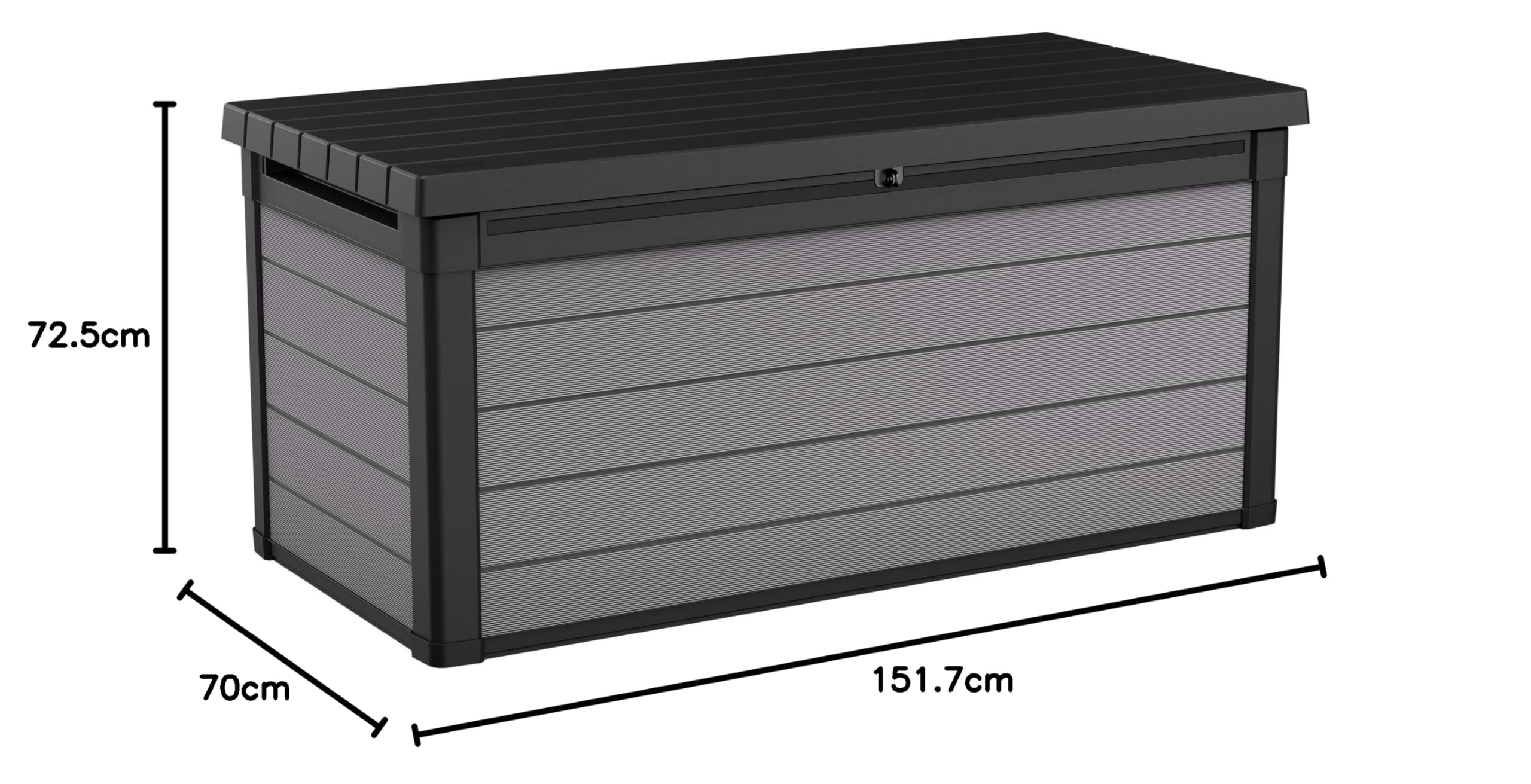Ondis24 Keter Kissenbox Gartenbox XXL wasserdicht (570 Liter), Outdoor Auflagenbox, Premier Box, Sitztruhe, Kissentruhe Garten, Sitzbank