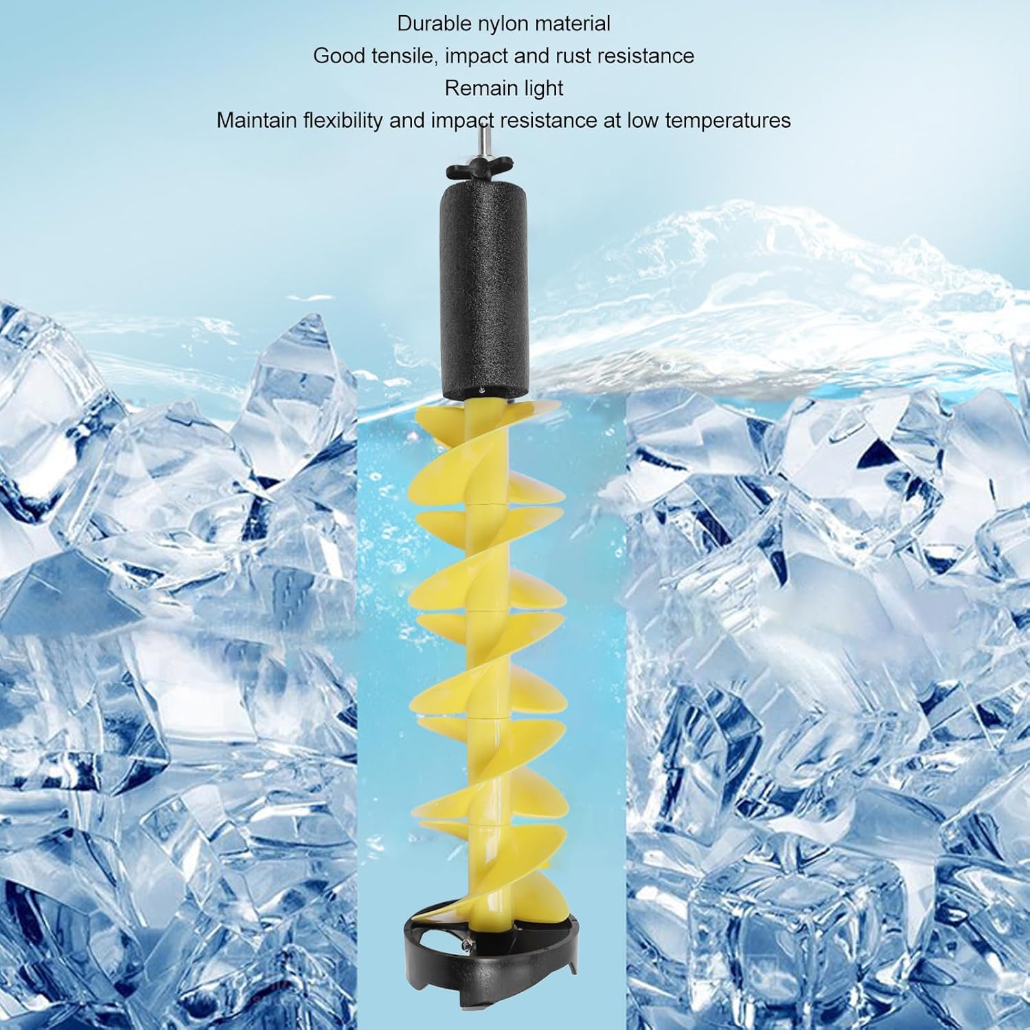 Ice Auger for Ice Fishing,Cordless Nylon Ice Drill Auger with Positioning Drill,Ice Auger Bit for Ice Fishing