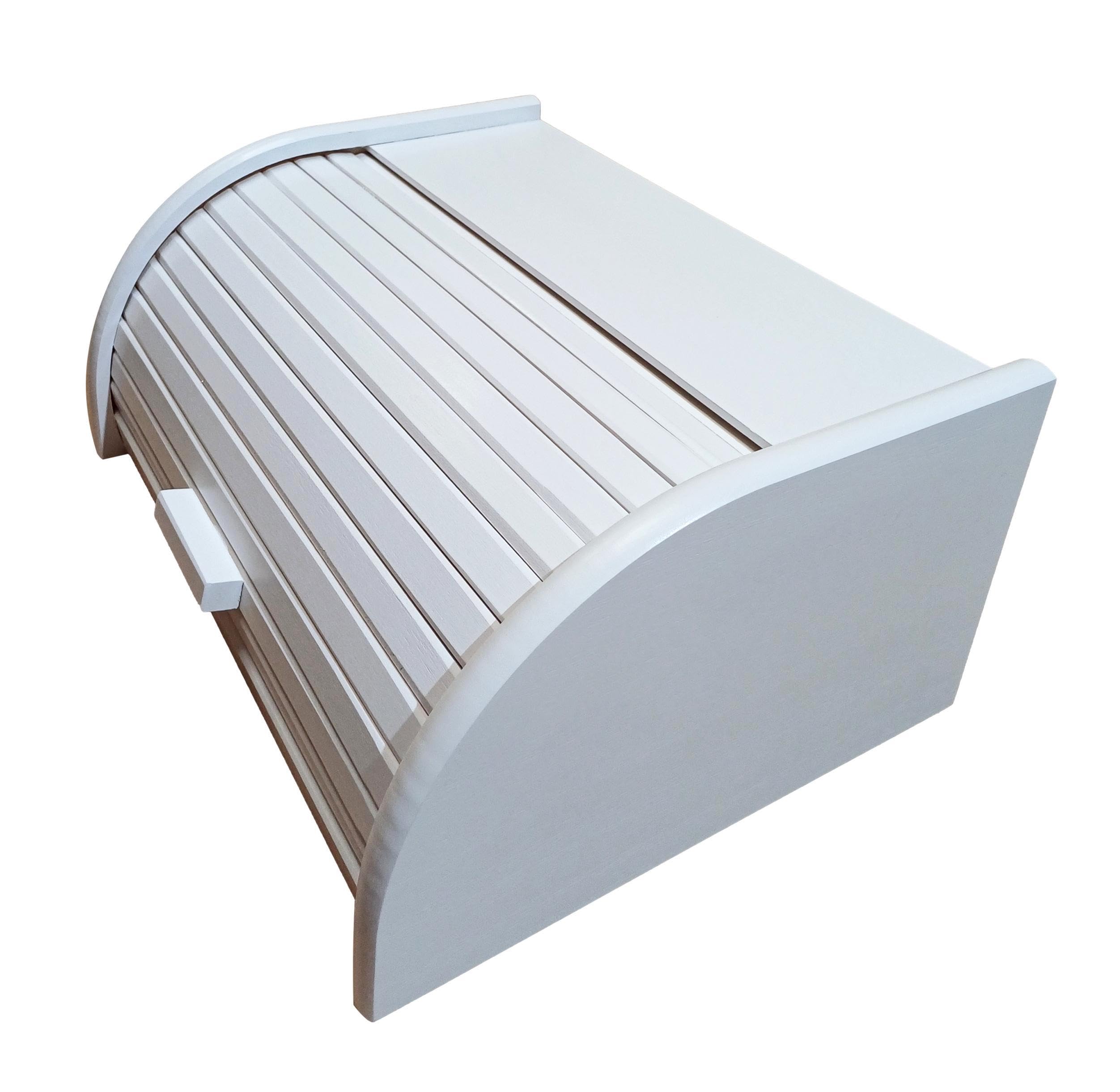 Panera de madera con tapa corredera de madera densa - Grande - BLANCO