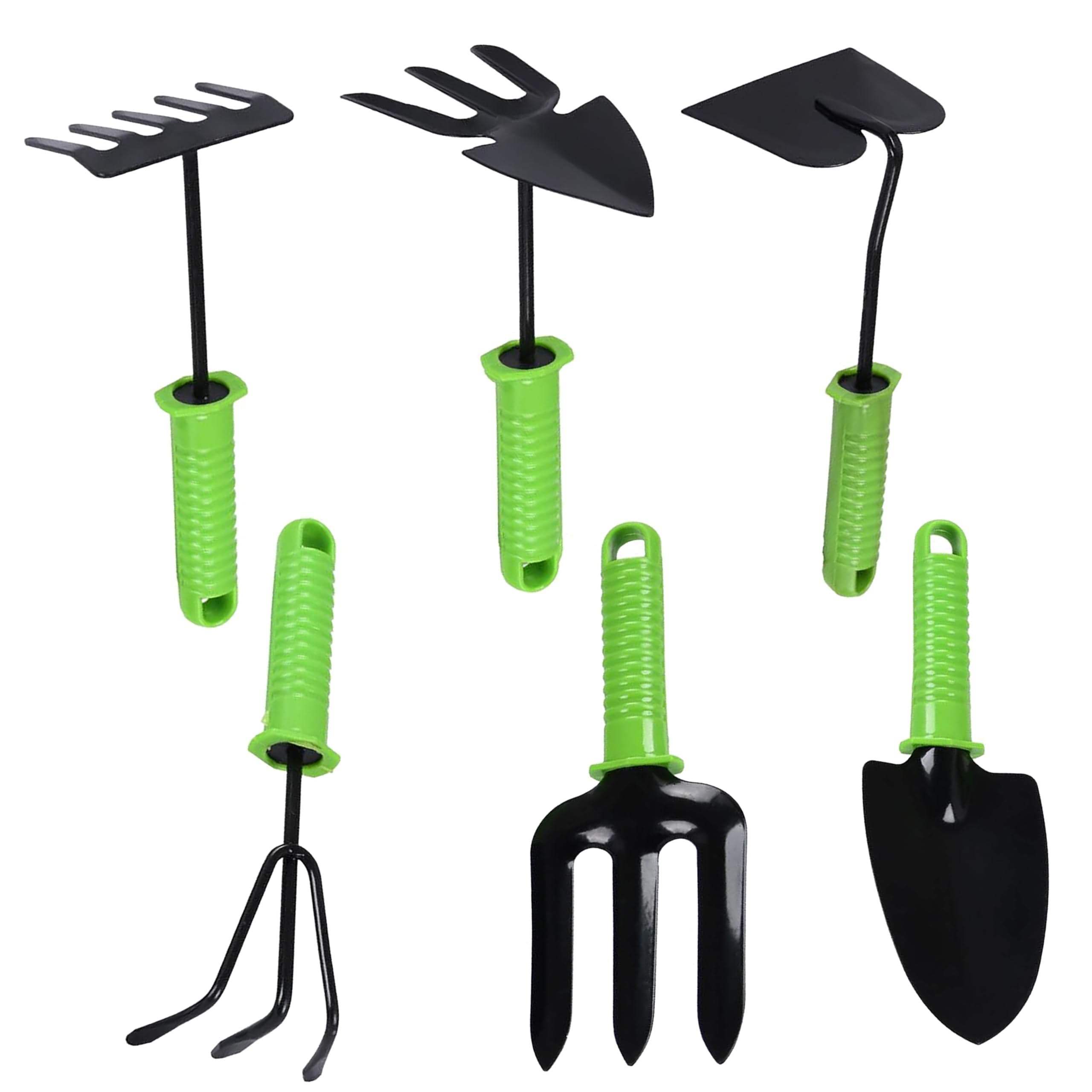 OUTO 6 Pcs Garden Tools Set (Hand Fork, Trowel, 3 Tooth Rake Cultivator, 2 Shovel and Two Head Hoe) Terrace Balcony Gardening Accessories Kit for Home Garden Essential Farming (B0CRL2HC89) Amazon Price History, Amazon Price Tracker