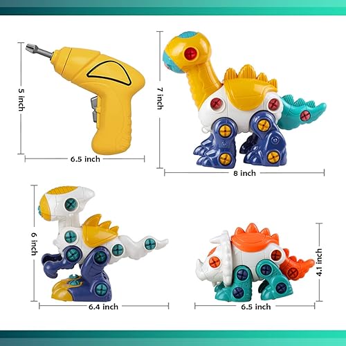Miniatura 4 de Juego de juguetes de dinosaurio para niños de 3 unidades de construcción con herramientas de taladro eléctrico juego de juegos educativos de