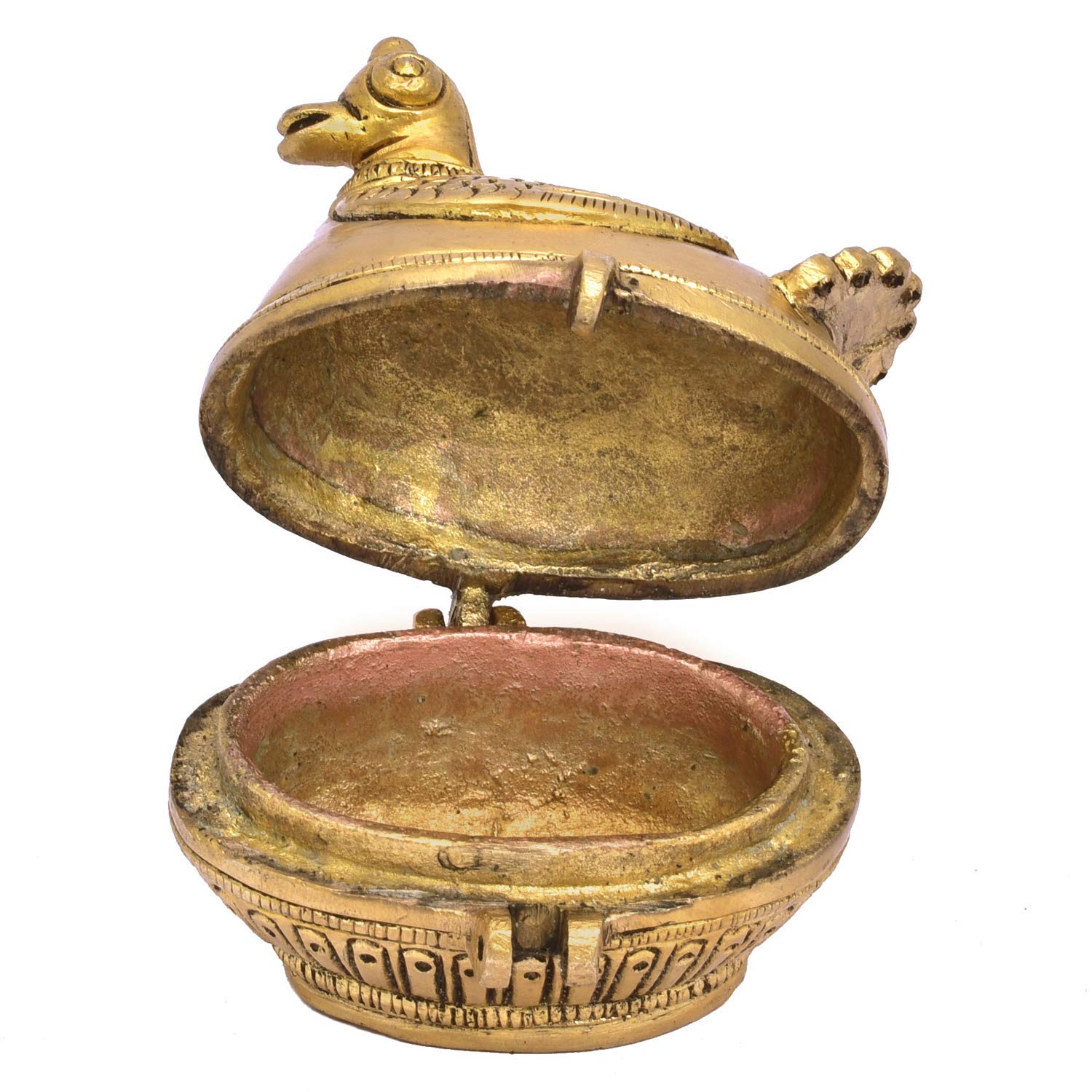 The Advitya Caja pequeña de latón con forma de pavo real, tamaño estándar, XS, color dorado