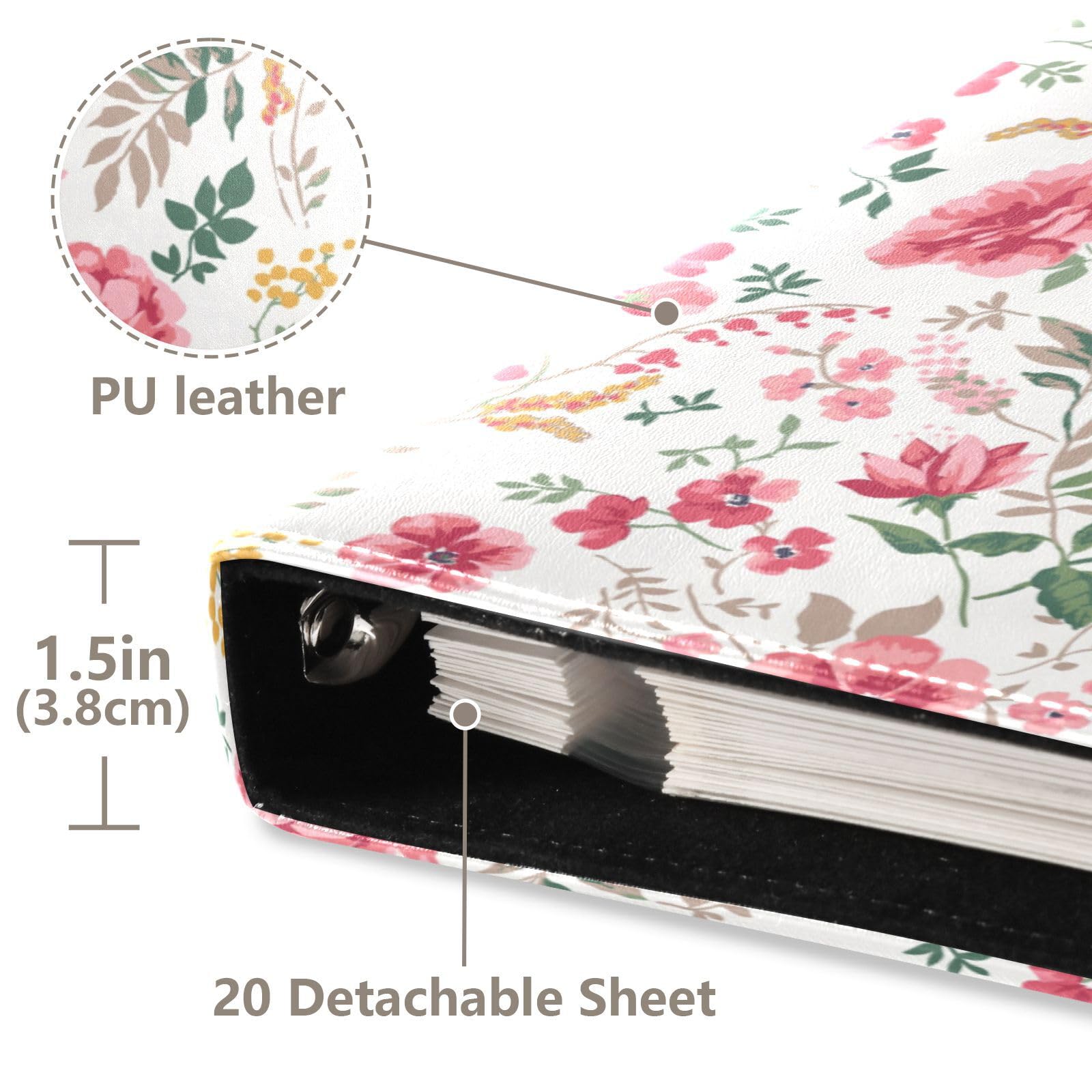 Álbum de fotos para fotos, autoadhesivo, estantería de fotos, álbumes familiares para fotos, 15,2 x 20,3 cm, flores blancas y rojas