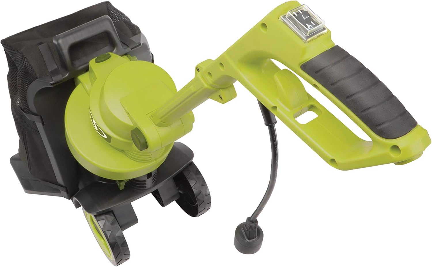 Top-down view of handle with power switch on Sun Joe SBJ803E