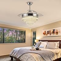 Vista 7 de FRIXCHUR Ventiladores de techo candelabro de 42 pulgadas, candelabros ventilador regulables, ventiladores de techo candelabro LED de cristal