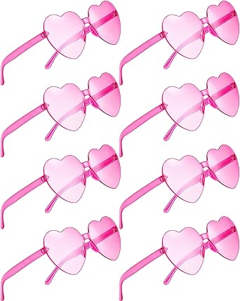8 Pairs Heart Shaped Sunglasses for Women, Heart Glasses