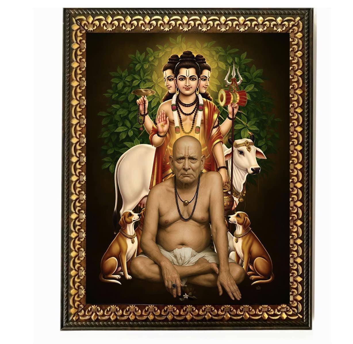 Lord Dattatreya Swami Samarth Gurudatta Dattaguru Swamy Samartha Photo Frame For Wall/Table/Pooja Room/Mandir Small Frame Without Glass (6 x 8 inches)-image-12