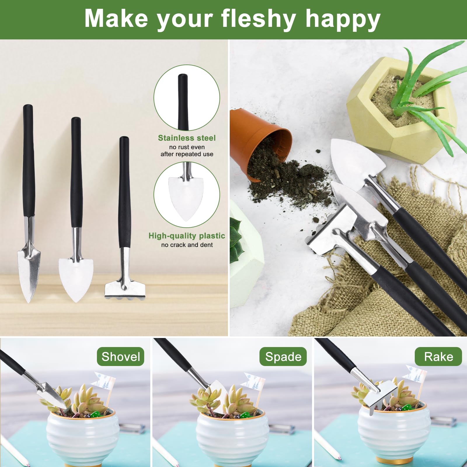 JOYBOY Juego de Herramientas de Jardín,Mini Herramientas de Jardinería,Estera para Plantas de Jardín,Kit de Jardinería Bolsa de Jardín,Herramientas para Plantas Suculentas Set,Herramientas Bonsai Kit