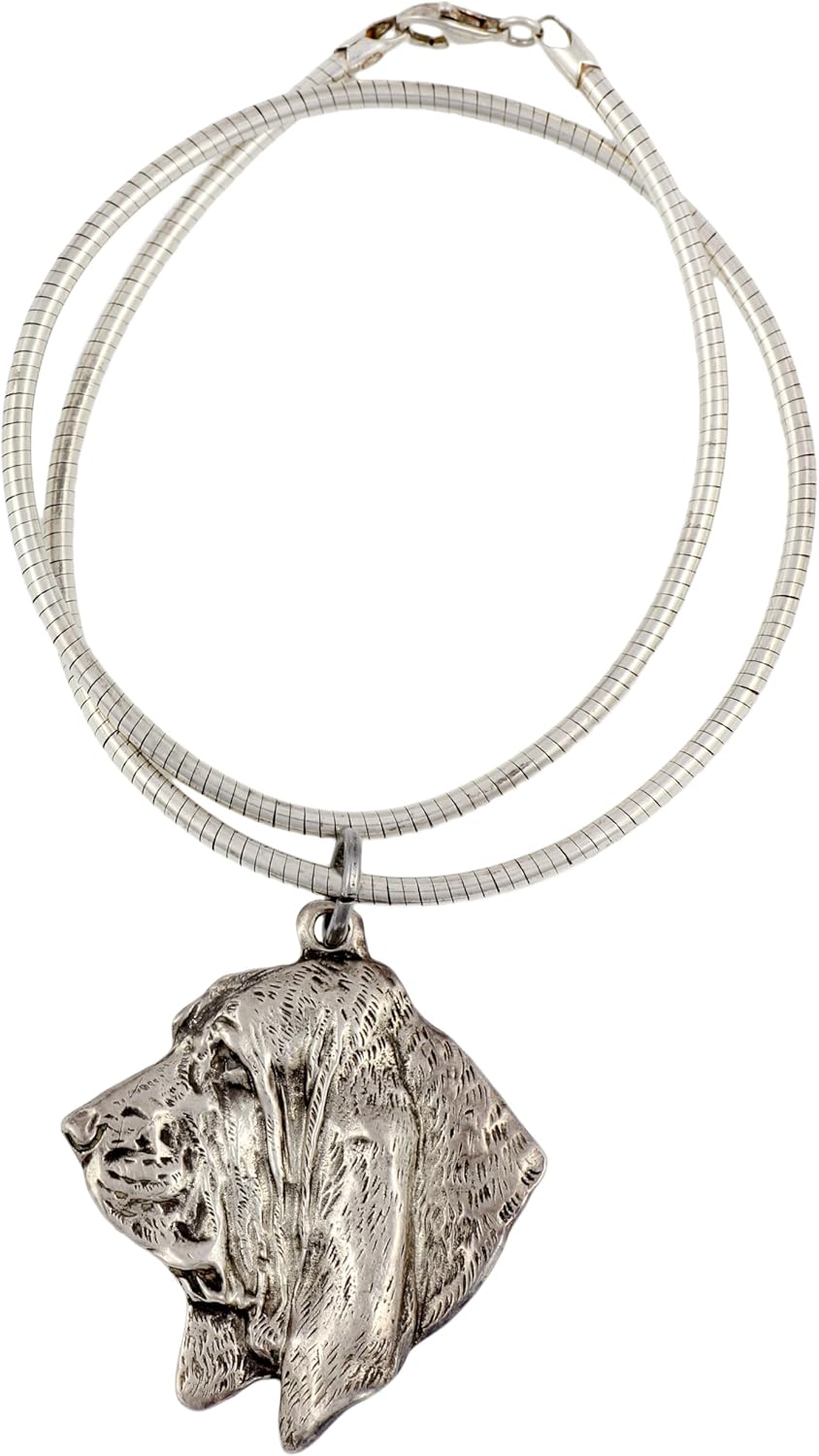Art-Dog Collection Dog Pendant on Silver Thread - Handmade Dog Necklace with ZnAl Base and Silver Coating – Silver Dog Necklaces for Men and Women – Dog Breeds Jewelry – Basset Hound I