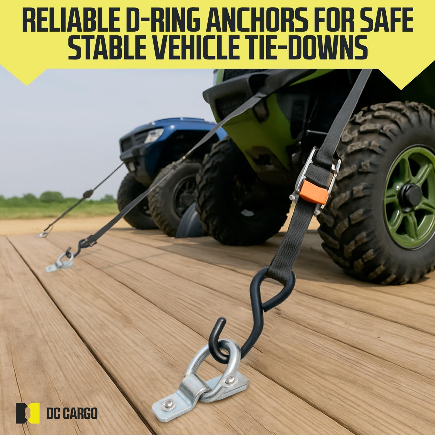 DC Cargo Mall 10 D-Ring Tie-Down Anchors, 3/8" Strong Steel D-Rings for Loads on RV Campers, Trucks, Trailers, Boats, Vans; Heavy Duty D-Ring Tie-Downs for Kayaks, Motorcycles, Deliveries, ATVs