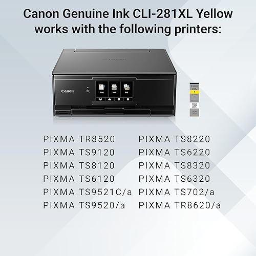 Miniatura 2 de Canon CLI-281 XL Tanque de tinta amarillo genuino, compatible con impresoras de la serie TR8520, TS9120, TS8120, TS6120, TS9521C/a, TS9520/a