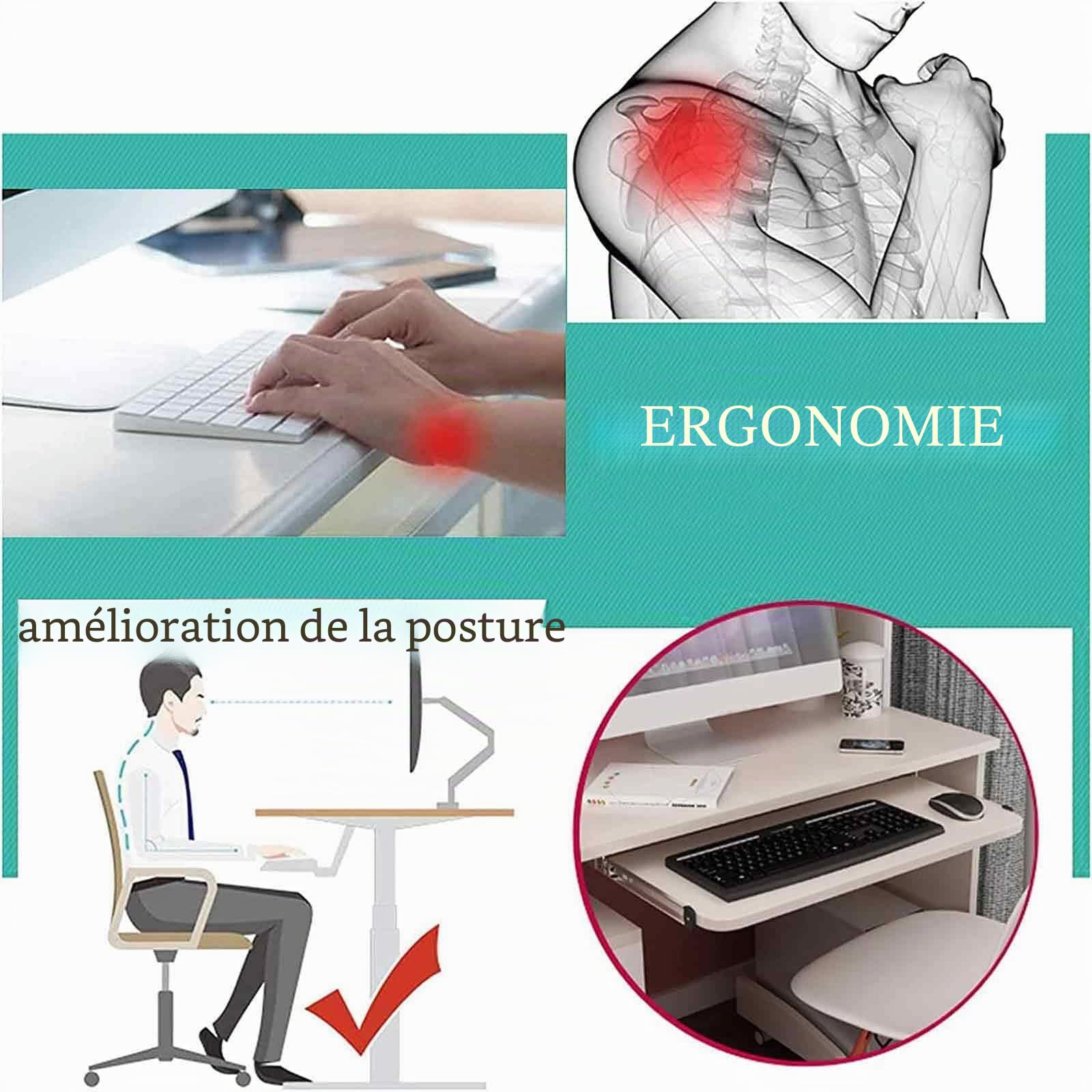 Support Clavier Coulissant sous Bureau, Support Clavier Ordinateur Ergonomique, Accessoire Bureau, Bois, Longueur des Rails 36 Cm, Longueur 54/60Cm, Largeur 27 Cm