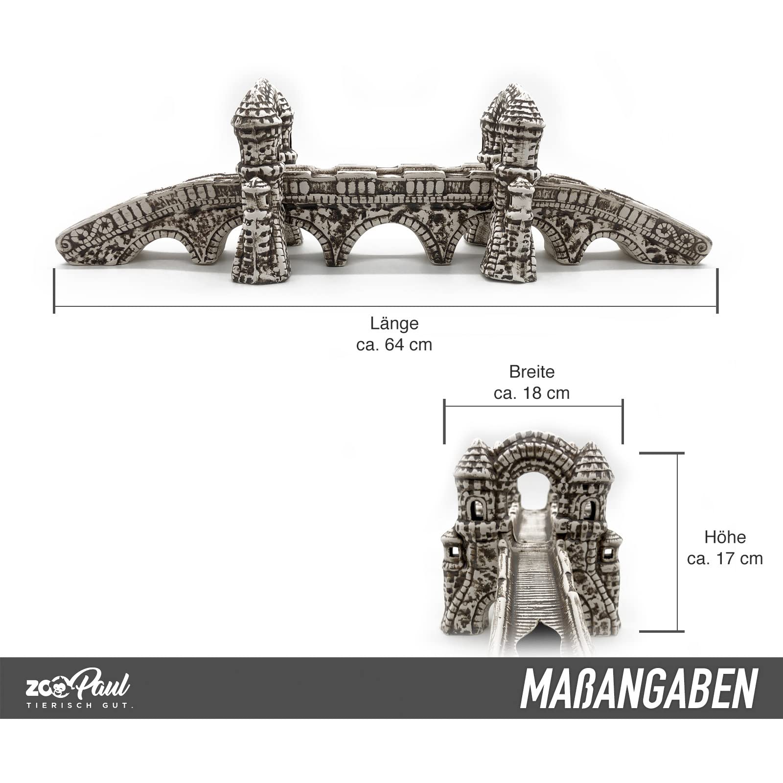 ZooPaul Deko Aquarium Brücke 5 TLG. XXL groß Dekoration Terrarium Zubehör Burg