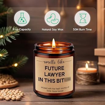 GSPY Candle, Future Lawyer, Funny Lawyer Gifts for Women, Men - Law School Essentials, Cool Graduation Gifts for Law Students, Lawyers, Graduates - Bday, Bar Exam, School Acceptance Idea for Attorney