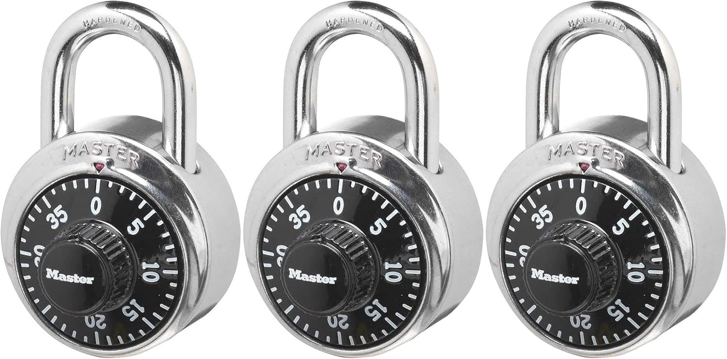 Master Lock 1500D Locker Lock Combination Padlock, 3Pack, Black