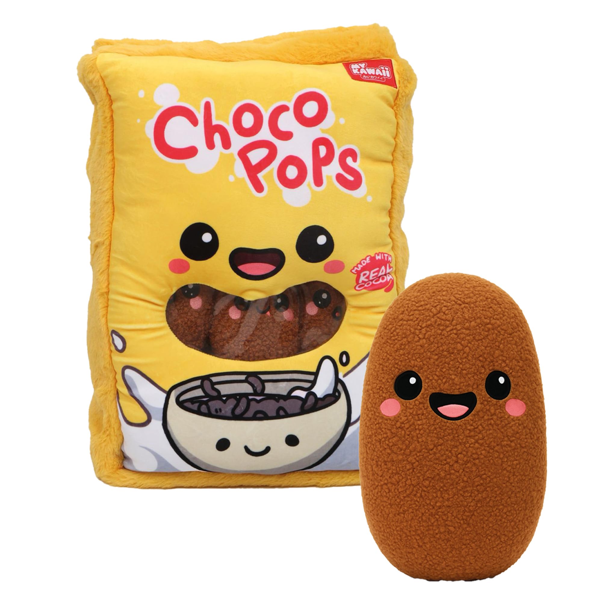My Kawaii Plush - Cereal Plushies - Soft and Cuddly Scented Decorative Toys for Kids and Adults - Cute and Collectible Plush Toy Pillow with 8 cereal inspired plushy toys inside (Choco Pops)
