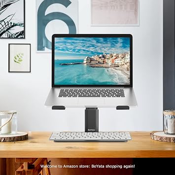 BoYata Laptop Stand, Height Adjustable Laptop Riser for 11-17 Laptops