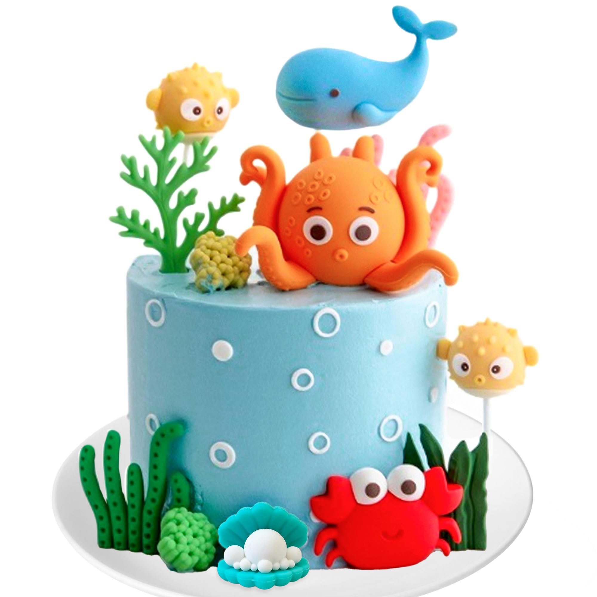 Under the Sea Ocean Birthday Cake Decorations Sea Ocean Party Favor Supplies for Sea Ocean Theme Baby Shower Birthday Party