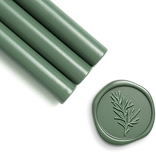 UNIQOOO Olive Green Glue Gun Sealing Wax Sticks for Wax Seal Stamp - Perfect for Wedding Invitations, Thank You Card, Mails, Wine Gift Wrapping, Christmas Gift, Pack of 8