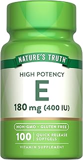 Vitamin E Softgels | 400 IU 180mg | 100 Count | Non-GMO & Gluten Free Supplement