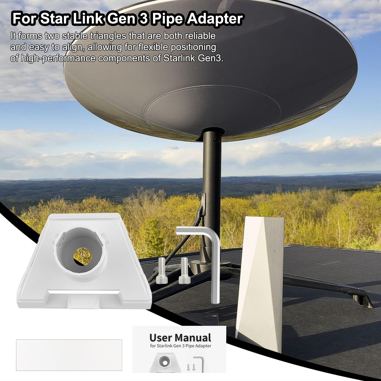 Supporto per satellite, adattatore per tubo satellitare Adattatore per tubi | Elegante kit Internet Adattatore per tubo satellitare per connessioni satellitar