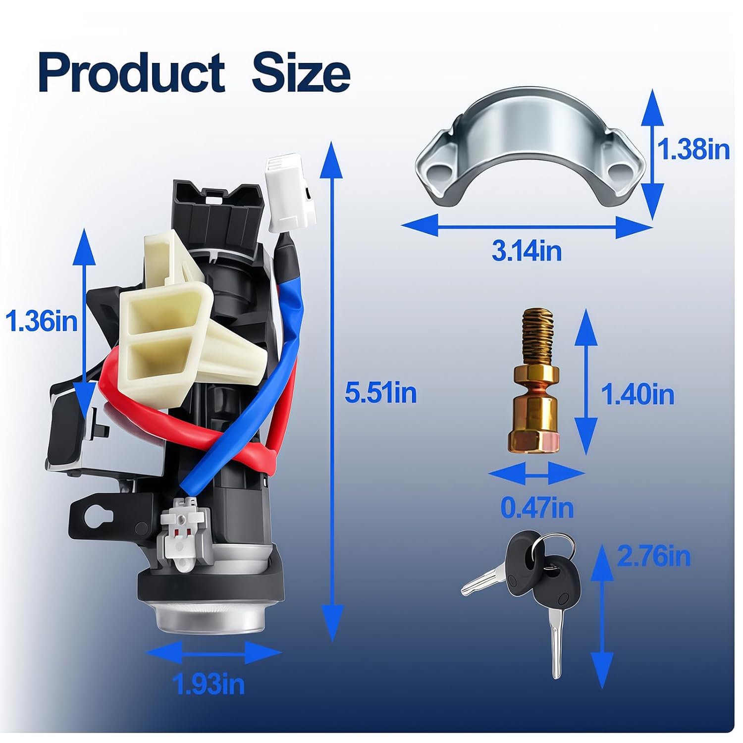 Ignition Lock Cylinder Housing Compatible with Hyundai Elantra 2017 2018 2019 2020, Replace 81905F2230 81905-F2230 81905 F2230 Ignition Switch Kits, Ignition Lock Switch Cylinder Assembly with 2 Keys