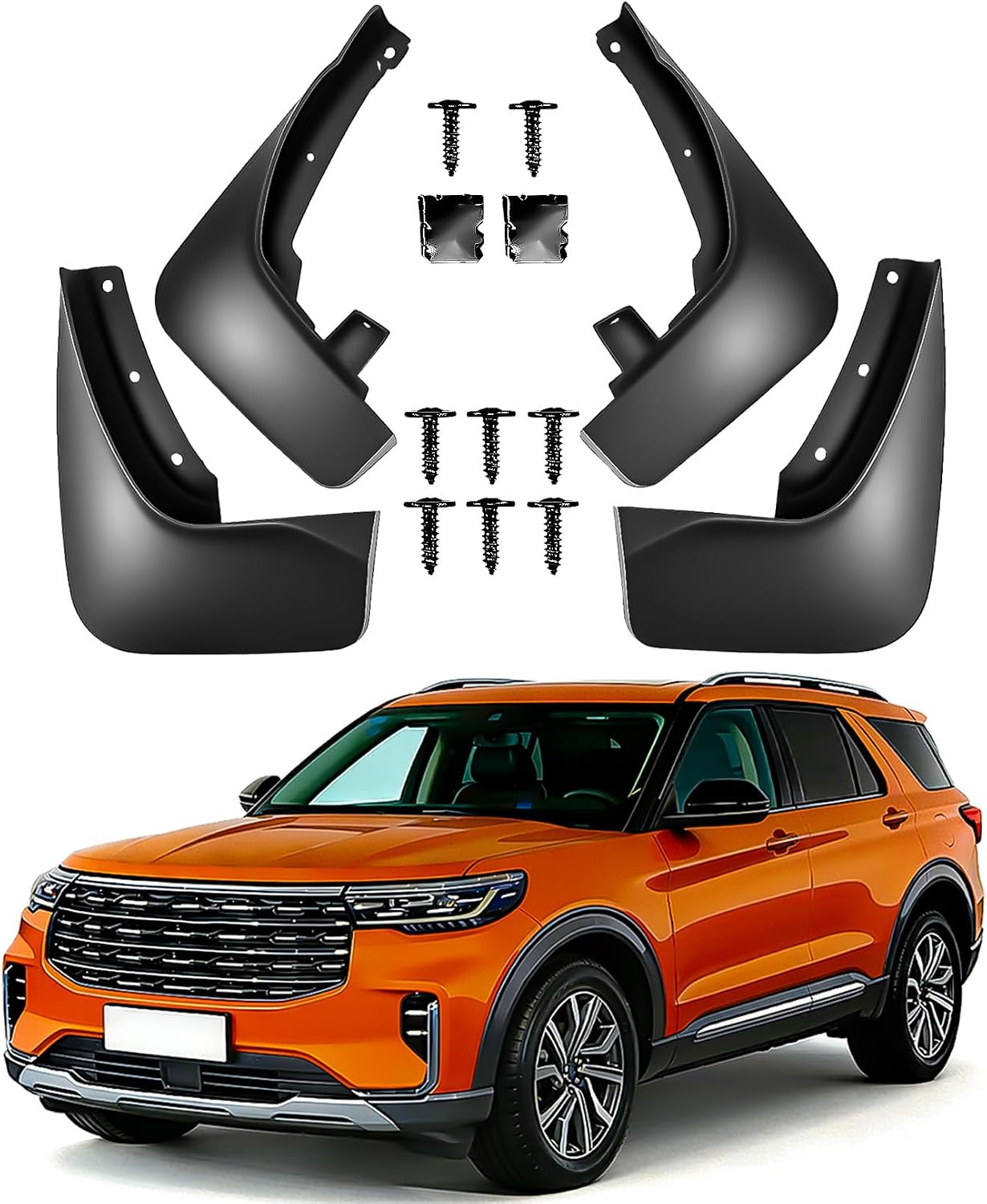 Mud Flaps Compatible with Ford Explorer 2011-2019,Splash Guards All Weather Mudguards Fender Protector for Explorer Durable Anti-Rust Accessories Sediment & Snow Protection Kit(4pcs Set)