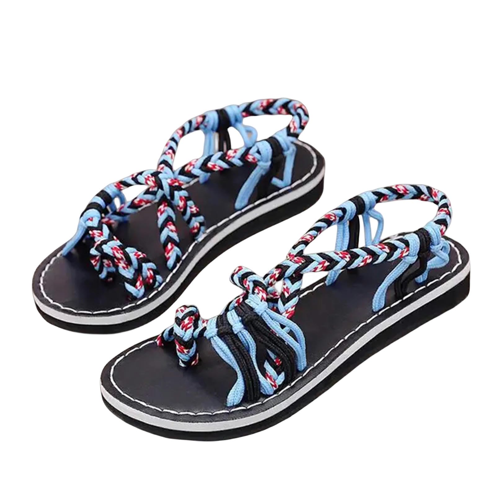 Sandali Donna estive Donne Sandali più Size Donne Sandali Spiaggia Casual Sandali Misti Sandali A Nodo di Corda Sandali Aperti-h-38