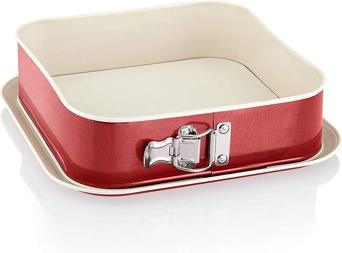 Grizzly, Springform Cake Tin, Square Cake Tin 9" x 9" (24 x 24 cm), Red