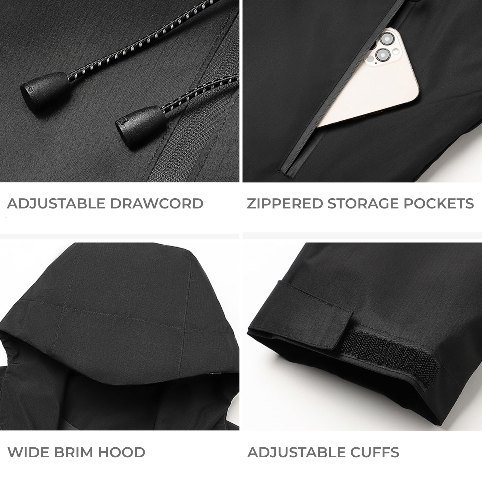 WINKEEY Veste Homme Imperméable avec Capuche Coupe-Vent Léger Manteau Pluie pour Randonné Camping Pêche