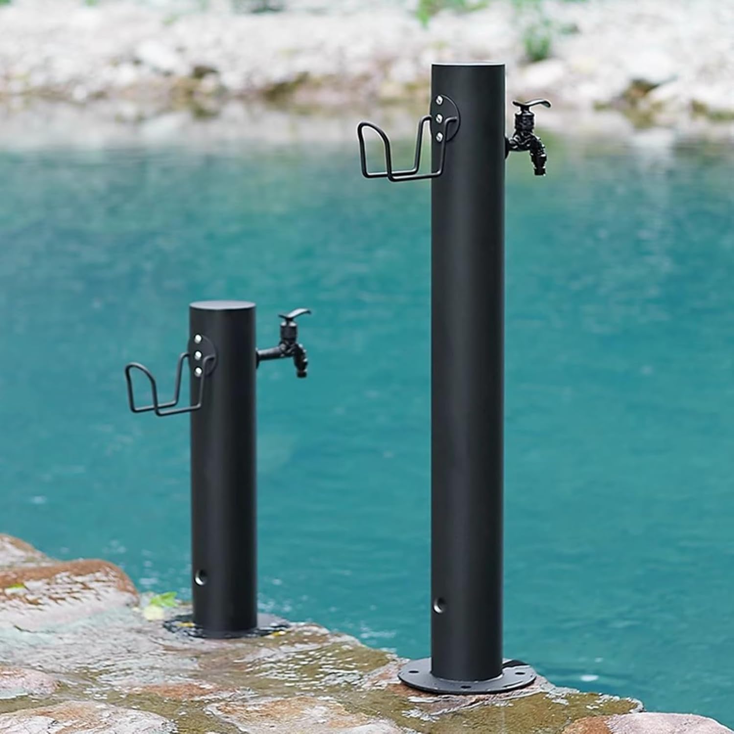 Stainless Steel Outdoor Vertical Garden Water Tap, Antifreeze Hose Faucet Extender, 33.9in Decorative Fountain Post for Irrigation and Washing in Courtyard