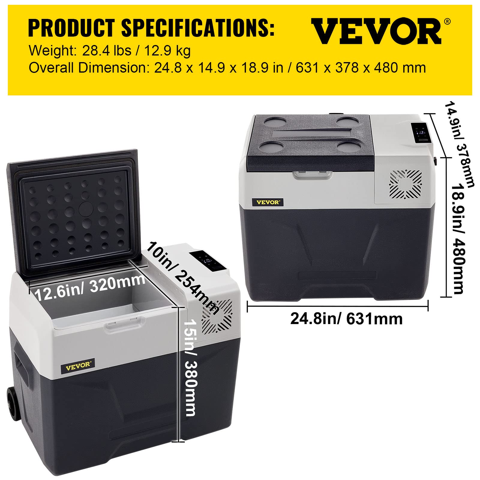 VEVOR Mini Frigorifero Portatile per Auto 40L, con Schermo LCD Digitale, 220 V Mini Frigorifero Congelatore, Congelatore per Frigorifero Portatile da -20 a 20 Gradi C
