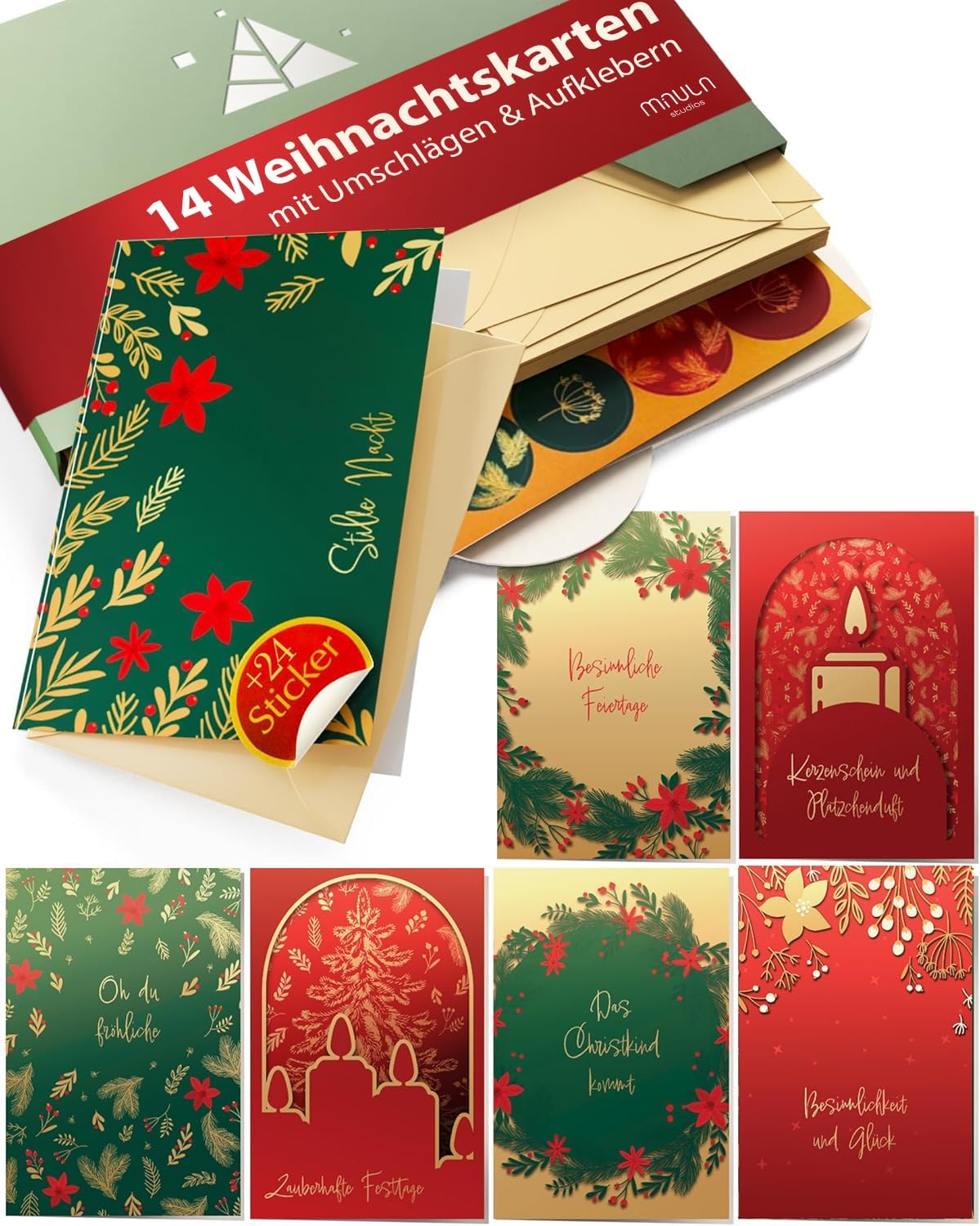 Milula Studios 14 Weihnachtskarten Mit Umschlag Set Adventskarten A6 milula-studios-14-weihnachtskarten-mit-umschlag-set-adventskarten-a6