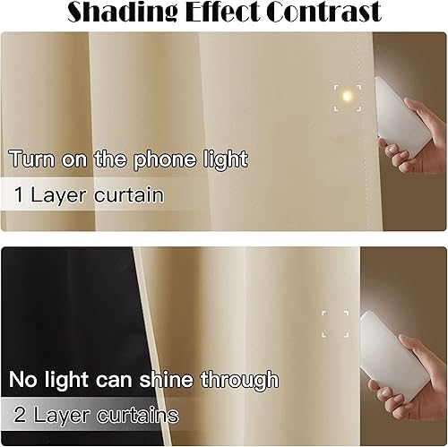 Miniatura 5 de RYB HOME Cortinas 100% opacas para sala de estar, cortinas de sombra completa, tratamiento de ventana ideal para personas que duermen de día (70 x