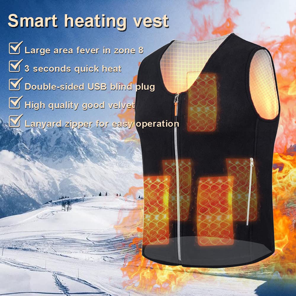 Bseical Gilet Riscaldato, Usb Gilet Riscaldato Uomo Donna, Lavabile Moto Giubbotto Riscaldato Con 3 Livelli Di Impostazioni Di Calore, 8 Zone Di Riscaldamento, Per All'Aperto, Caccia