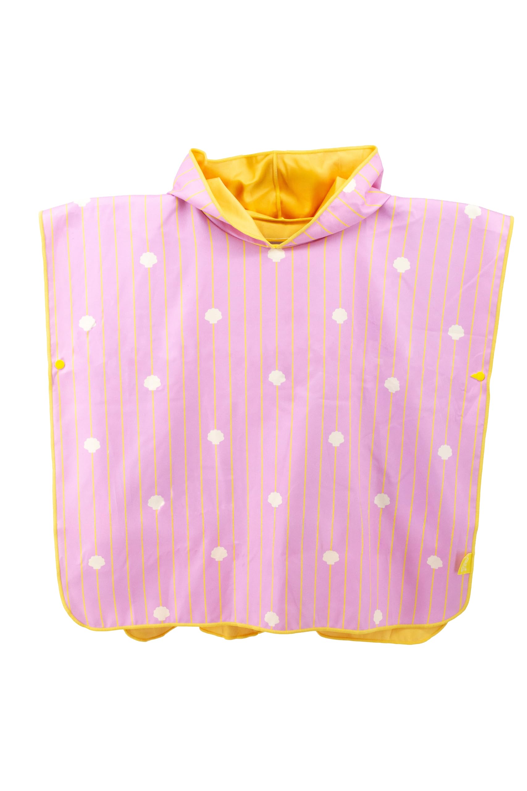 Quut – Poncho spiaggia per bambini rosa banana (conchiglie) – 60 x 60 cm – Microfibra ultra assorbente – Asciugatura rapida – Resistente alla sabbia – Leggero e compatto – Lavabile a 30 °C