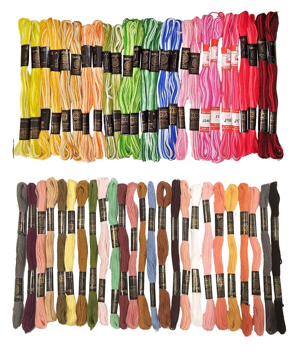 Ultimate Embroidery Thread Set: Premium Stranded Cotton&Craft. Create Masterpieces With Vibrant Colors (Double Shaded Color With New Multi Combo,Pack Of 50), 400 Gram