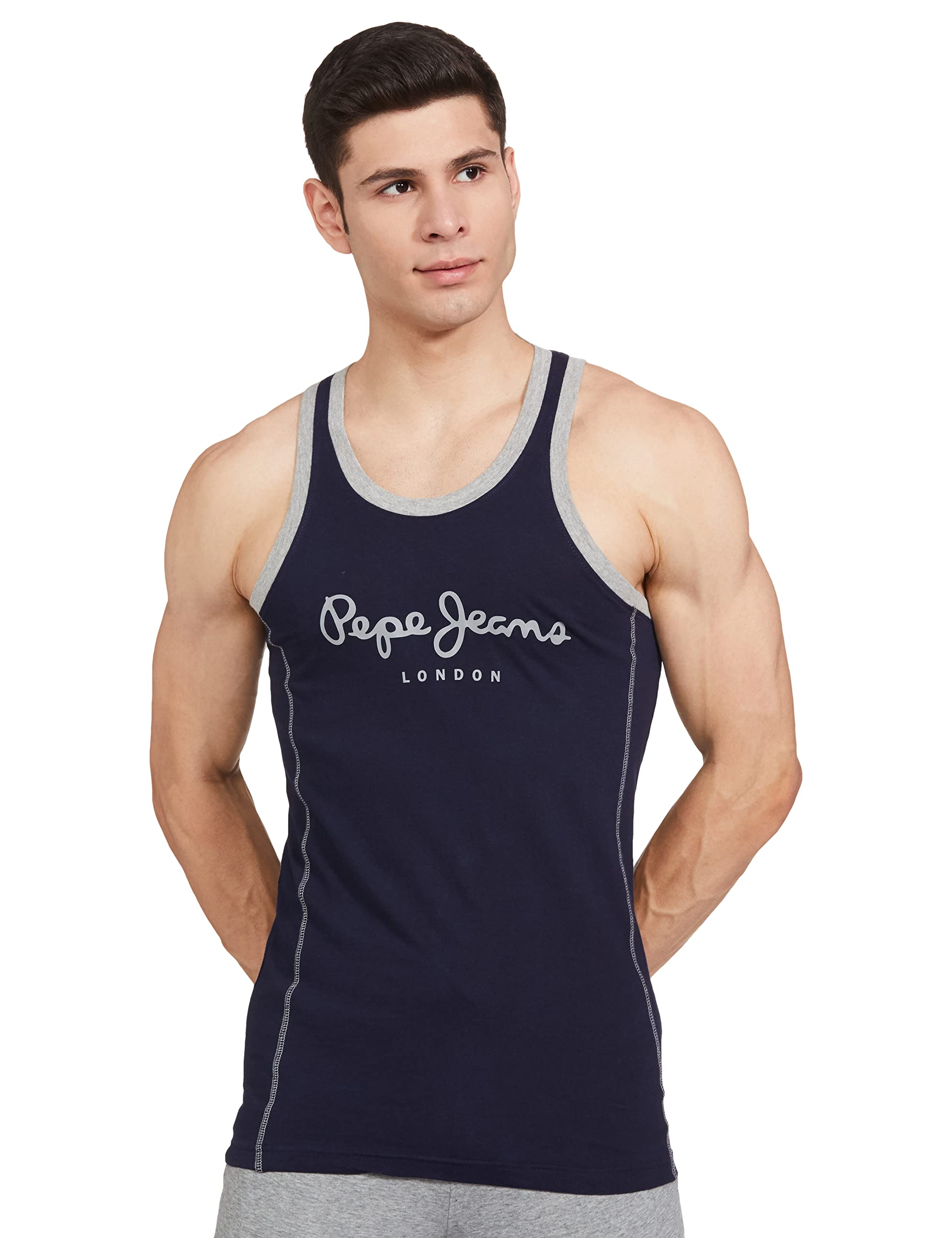 pepe jeans Mens Round Neck Graphic Print Vest-picture-34