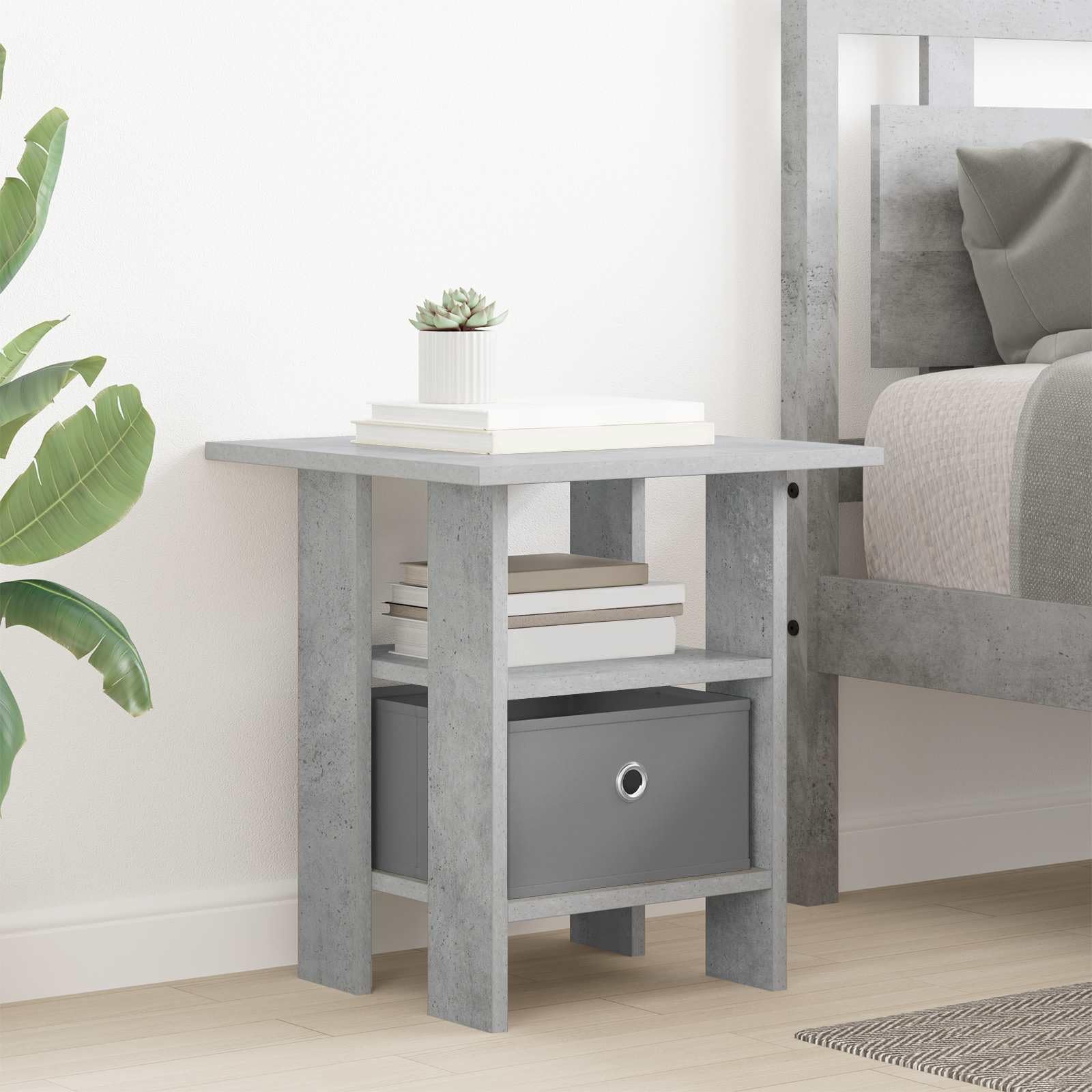 Table d'appoint moderne de chambre table de chevet gris béton pour lit adulte