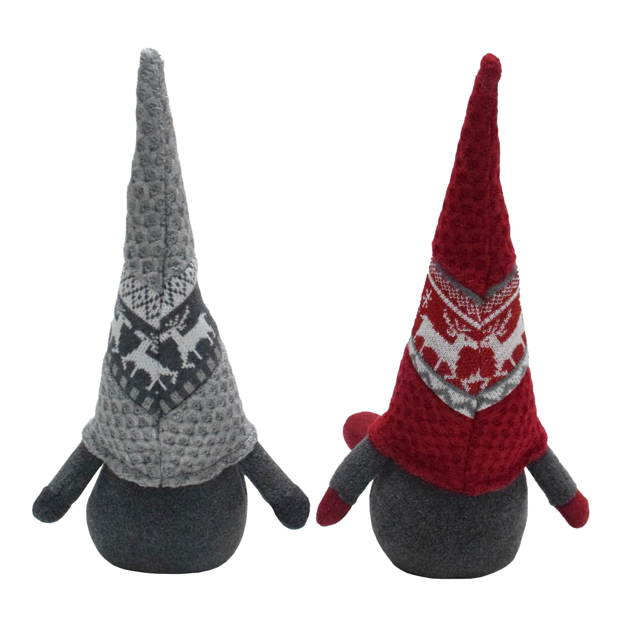 GNOME - Set Di 2 Sgabelli A Forma Di Gnomo Natalizi 72 Cm: Decorazione Interni Scandi Con Cappello E Scarpe A Quadretti, Rosso Pomodoro