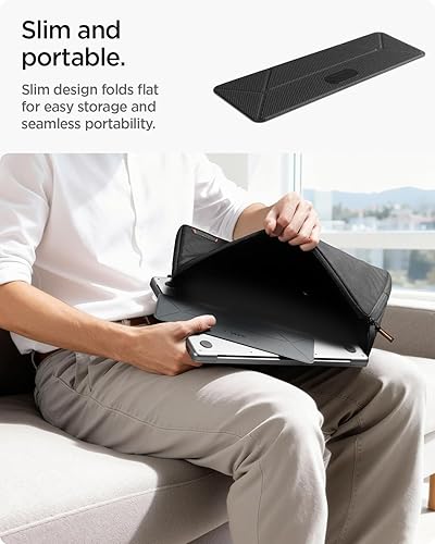 Miniatura 6 de Spigen Soporte plegable delgado para laptop, elevador de teclado, plegable, ergonómico, elevador de ángulo antideslizante, compatible con MacBook