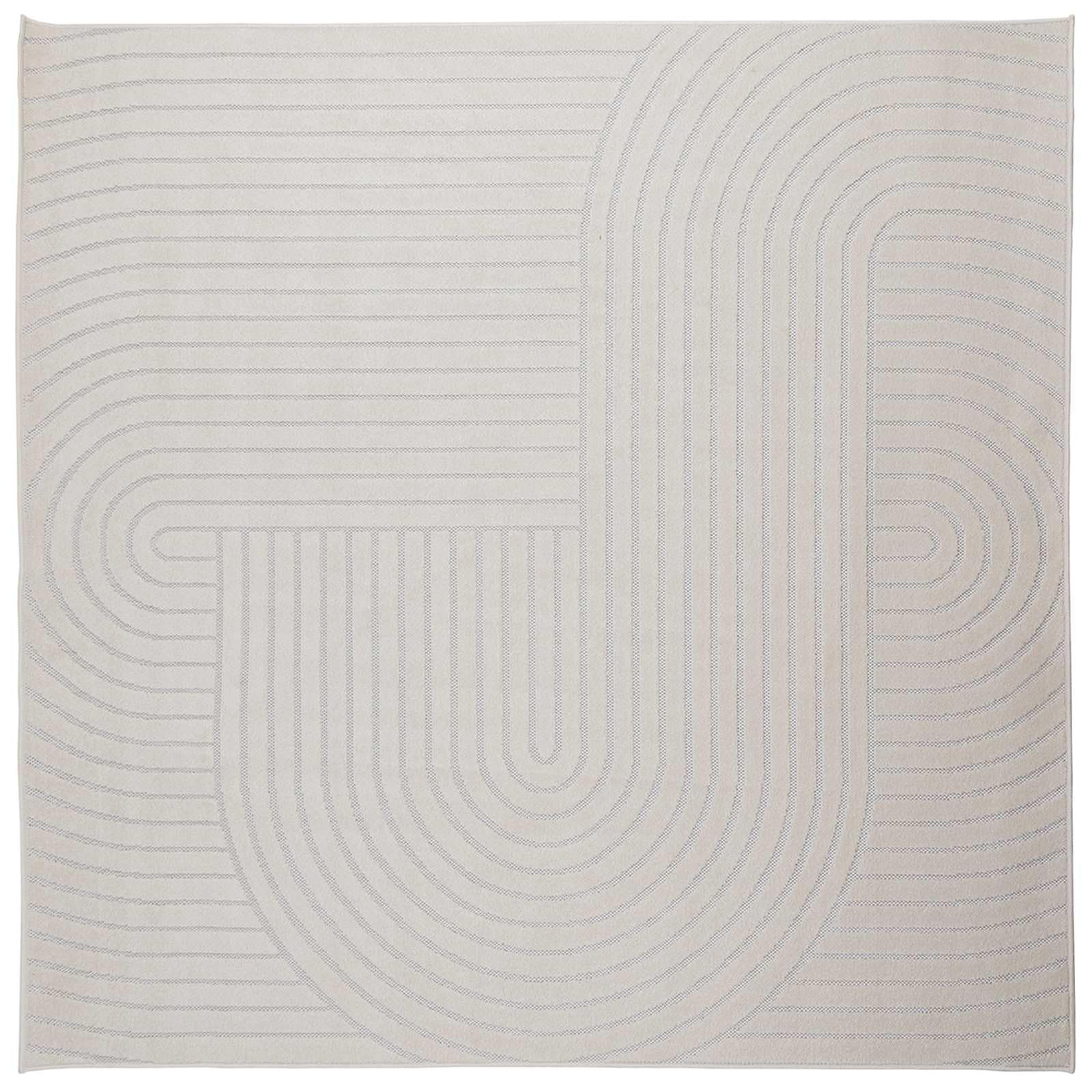 Tapis de salon carré 120x120 cm crème en polyester doux Palmeras