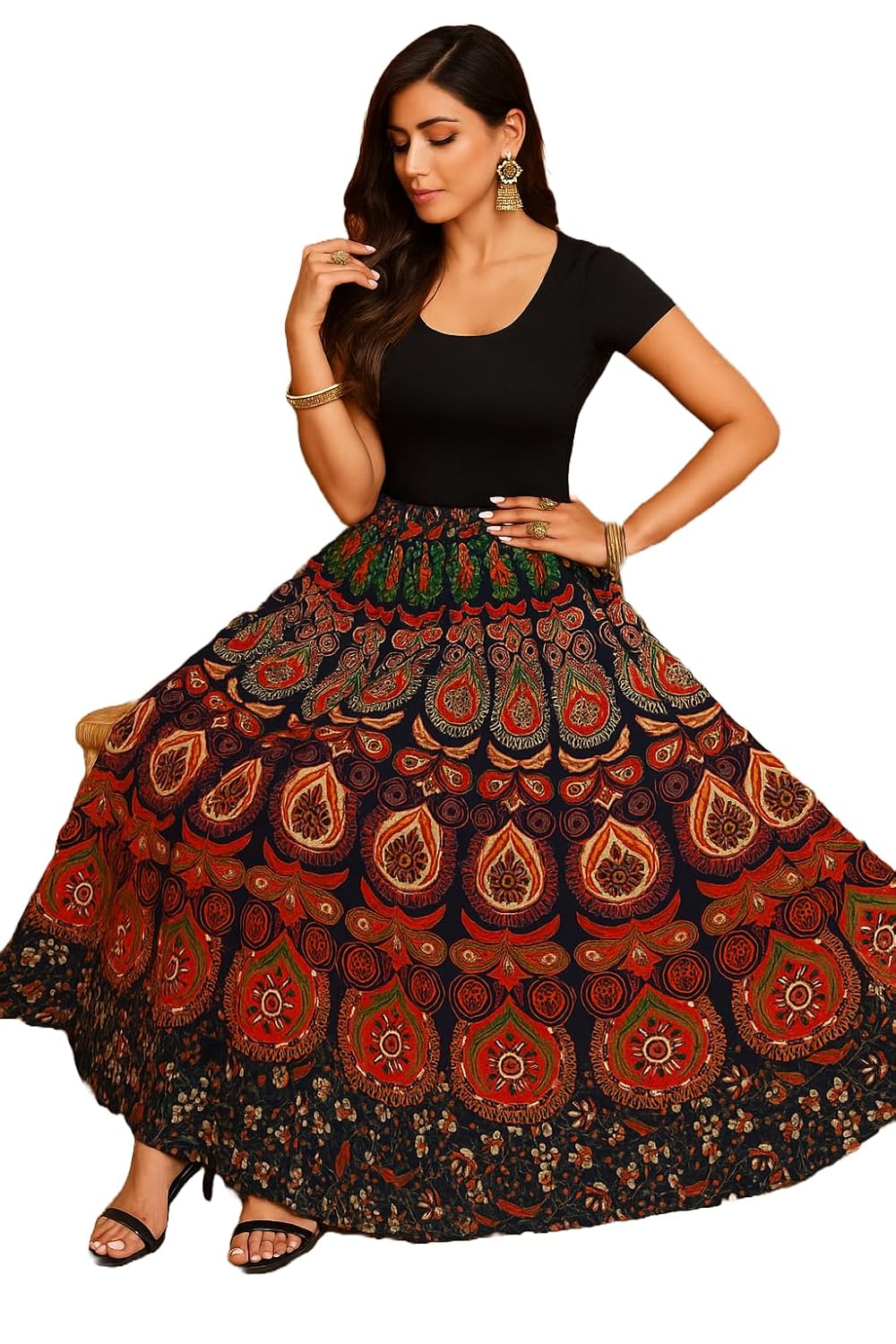 MATKEWALAZ Women's Cotton Jaipuri Sanganeri Print Fashion Skirt, Maxi Skirt, - Review, Price and Buying Guide