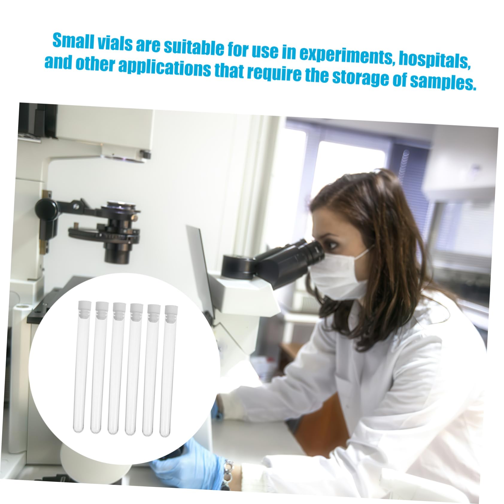 SHINEOFI 100 Unidades de Tubos de Plástico Transparentes Tapa Segura para Almacenamiento Compacto de Agujas y Pequeñas Piezas en Laboratorios y Oficinas