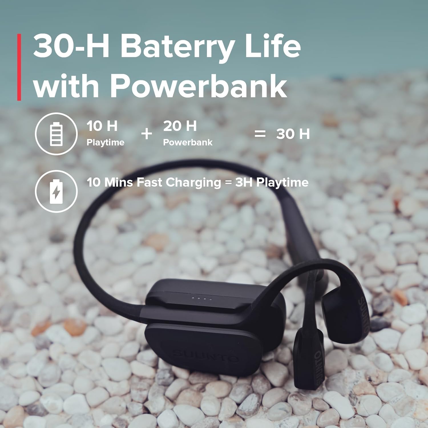 SUUNTO Aqua Open-Ear Swimming Bone Conduction Headphone, 32GB MP3 Bluetooth Running Player, Head Movement Control, Noise Cancelled Dual-Mic, IP68 Waterproof, 30H Playtime w/Powerbank, Black - Image 5