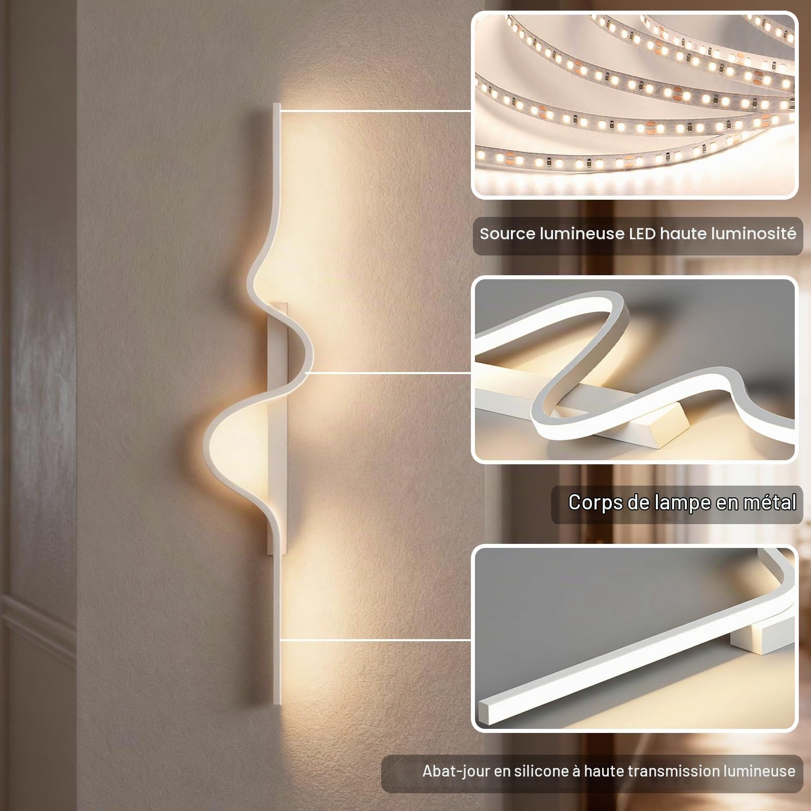 Applique Murale LED Dimmable avec Télécommande 60cm
