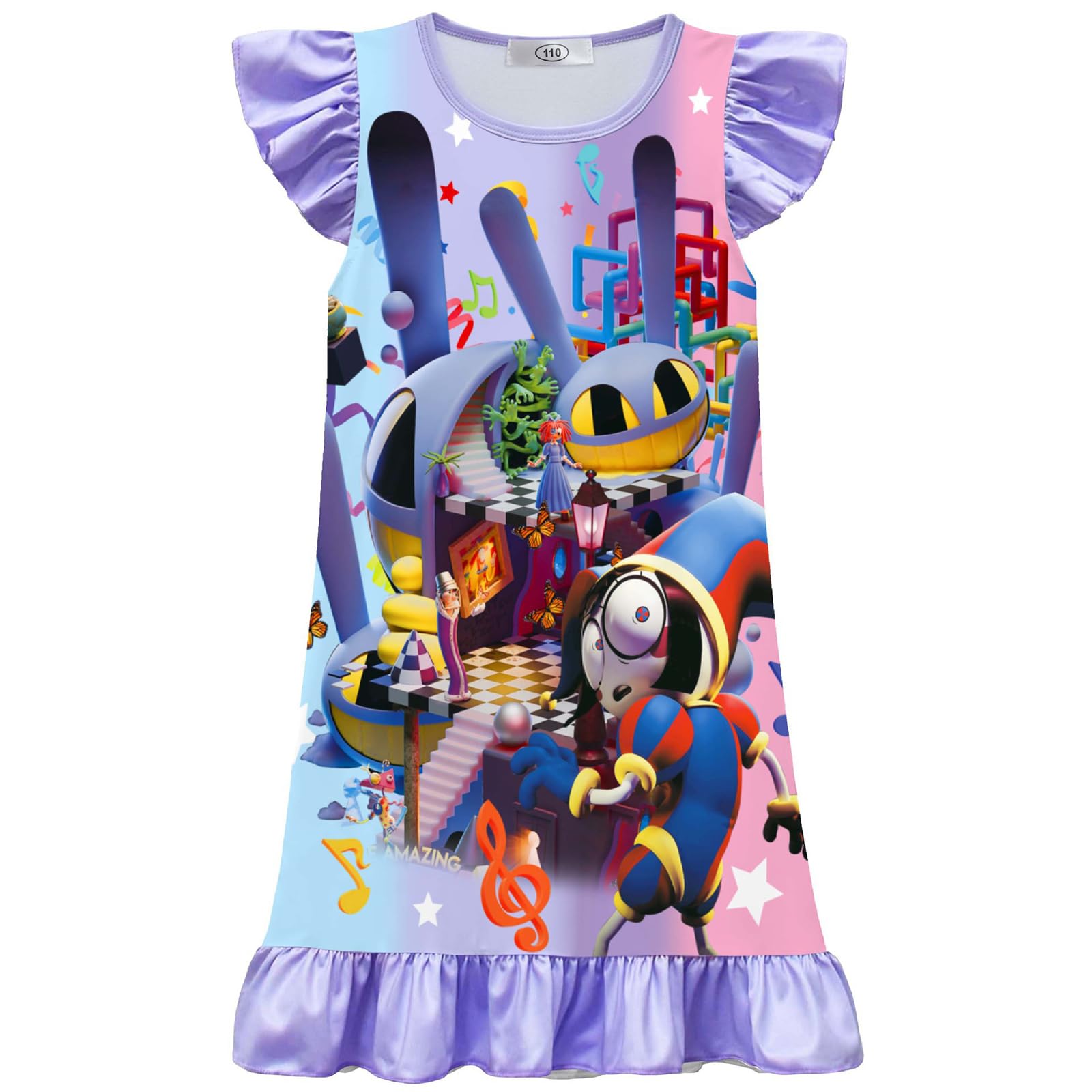 Amazing Circus Dress for Girls Pomni Dress Pomni Costume Circus Character Prints Dresses Joker Adventure Cartoon Anime Fancy Dress Outfit for Halloween Carnival Parties Festival Comedy Events